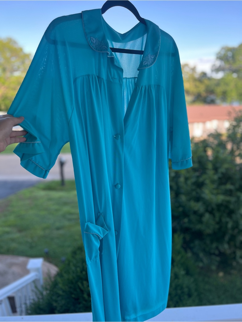 Women’s Teal Nightgown Button-Front Sleep Shirt